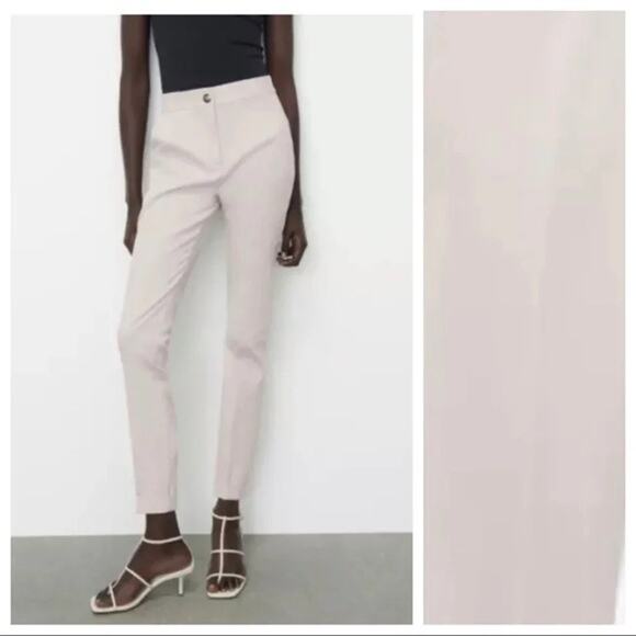 NWT. Zara Cream Jogger Waist Mid-rise Tapered Pants. Size S. - Picture 4 of 7
